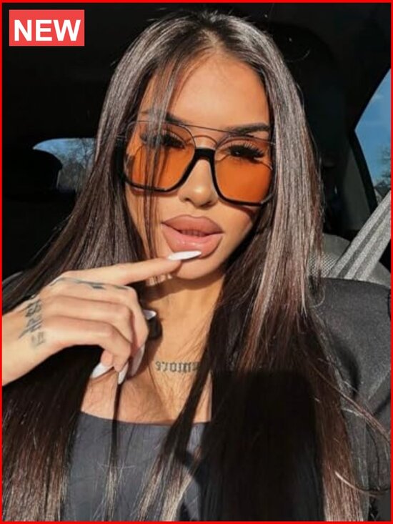 Oversized Square Double Bridge Pilot Sunglasses Semi-Rimless 70s Trendy Shades main image 5